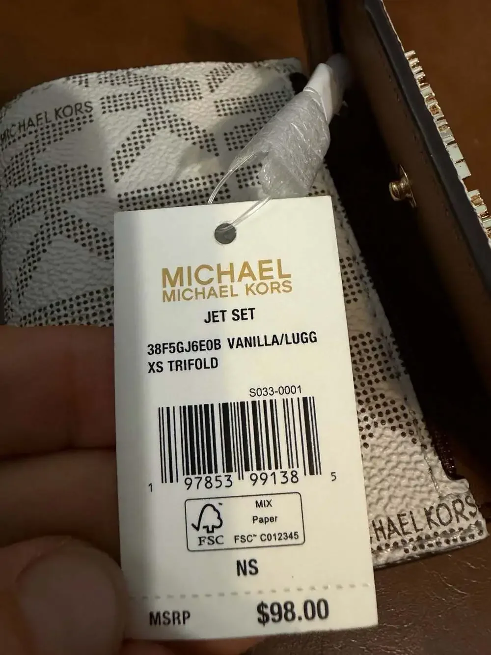 Michael Kors Jet Set XS Trifold Wallet Vanilla/Luggage